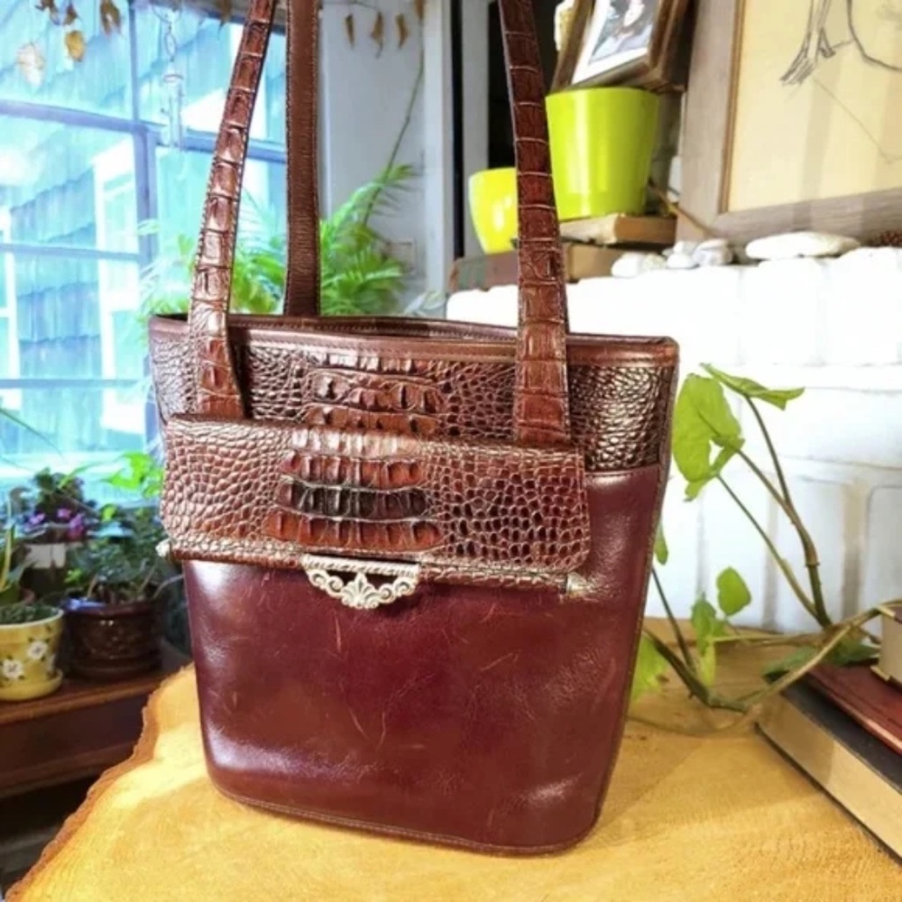 Vintage Brighton Croc Pattern Bucket Bag